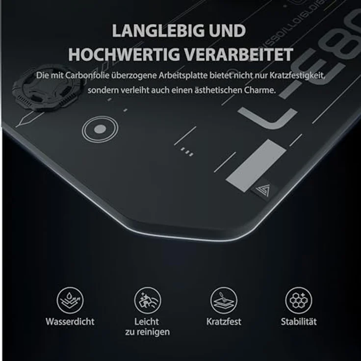 SENSE7 Schreibtisch Nomad Cybernetic, Gaming Tisch 100x50, PC Tisch mit Kopfhörerhaken, Getränkehalter, Controller Halter, Gaming Computertisch mit Kohlefaseroberfläche, Ergonomischer Gaming Desk – Bild 7