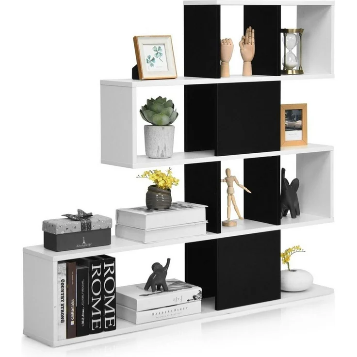 COSTWAY Bücherregal, 5-stöckiges Raumteiler Regal, freistehendes Standregal – Bild 5