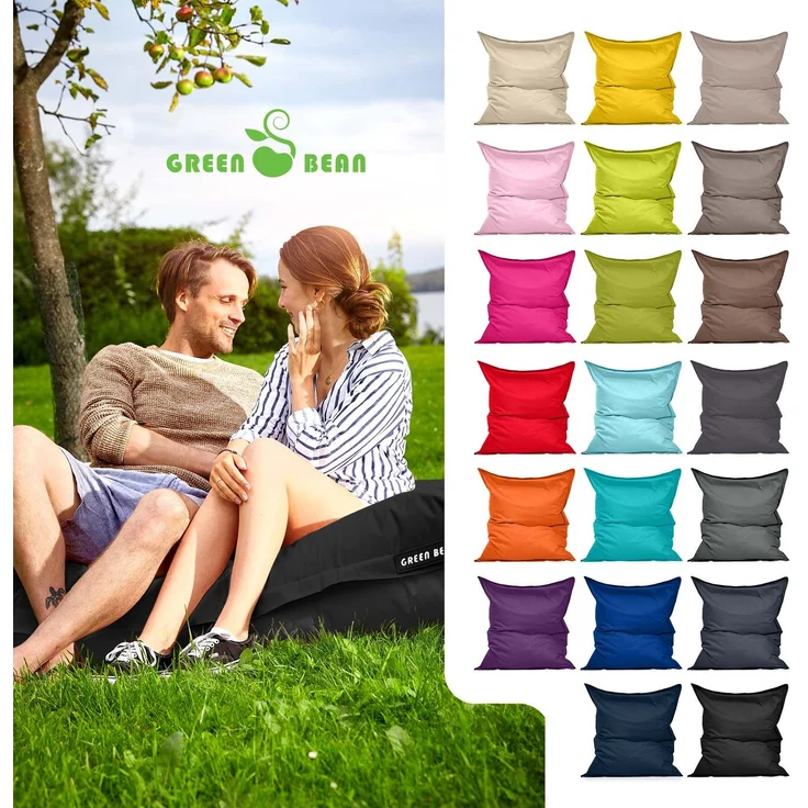 Green Bean® Sitzsack XXL 140x180cm 380 Liter Kinder & Erwachsene Bean Bag EPS Perlen Füllung Outdoor Riesensitzsack - waschbares und wetterfestes Lounge Sitzkissen - Camouflage Schwarz – Bild 2