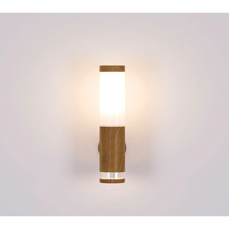 LED Wandleuchte, Deko-Licht, Edelstahl, Holz-Optik, H 35 cm – Bild 5