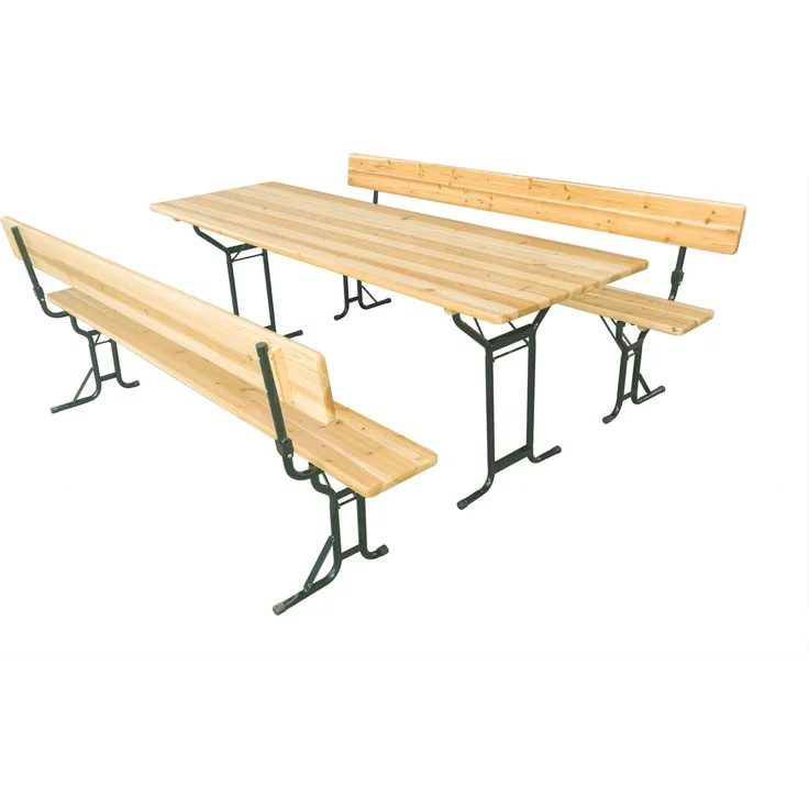 Bierzeltgarnitur mit Rückenlehne 220 x 70 cm natur 3-teilig