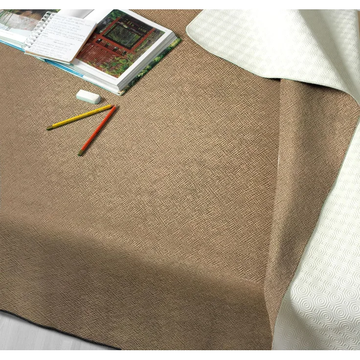 GEMITEX Linum Tischschoner Made in Italy, rutschfest, stoßfest, doppelseitig, Taupe/Weiß, 140x180 cm, dekoriert und schützt Ihren Tisch vor Stößen, Kratzern und Flüssigkeiten