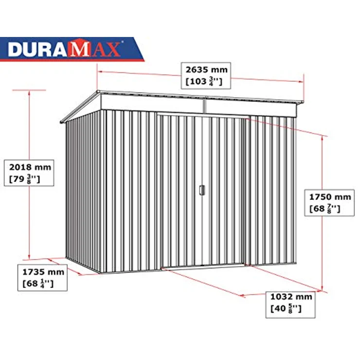 Duramax Metallgerätehaus Pent Roof Skylight 8 x 6 263,5 x 184,5 x 202 cm – Bild 7