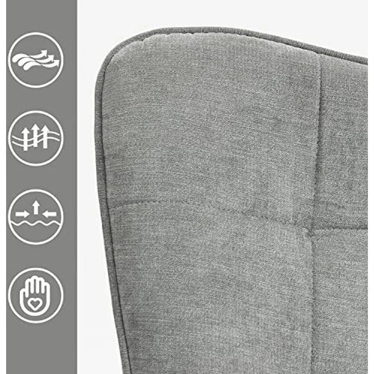 MEUBLE COSY Sessel Relaxsessel Lehnstühle Polstersessel Einzelsofa mit Holzbein Ohrensessel für Wohnzimmer Schlafzimmer Büro Vanity, Stoff, Grau – Bild 7