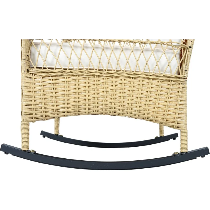 Balkonset mit 1 quadratischem Glastisch und 2 Schaukelstühlen, 3-tlg, Loungeset, Gartenmöbel, Metallrahmen, Polyrattan – Bild 9