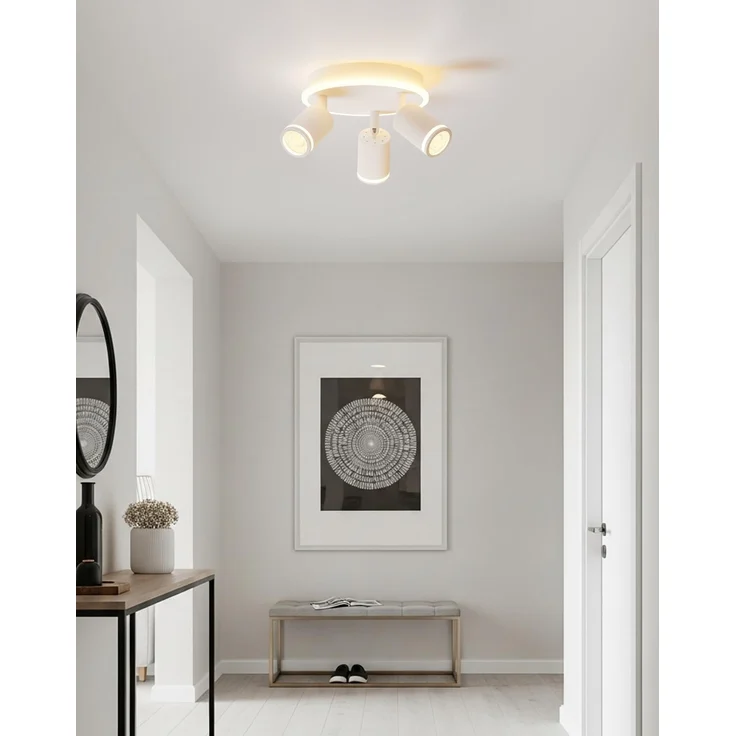 LVWIT GU10 Deckenstrahler LED, Deckenstrahler 3 Flammig Rund, LED Deckenleuchte Schwenkbar, Weiße Deckenlampe Spot, Drehbar Deckenlampe 3 Flammig, Modern Strahler Deckenspot - Ohne Leuchenmittel – Bild 7