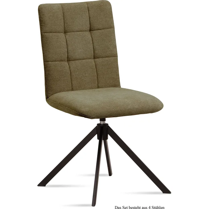 Esszimmerstuhl drehbar (4er-Set) Debora 47x91x60 Schwarz/Olivgrün