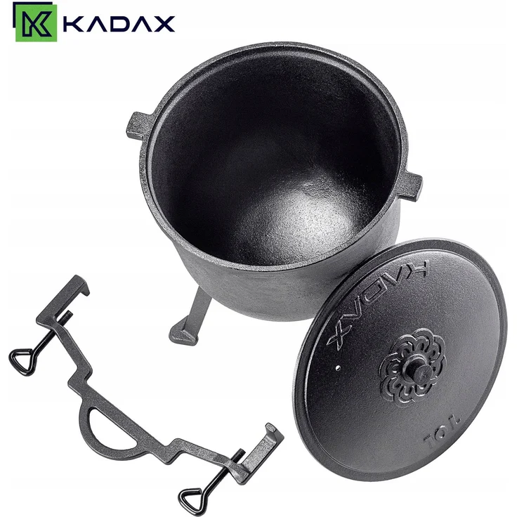 KADAX Jagdkessel aus Gusseisen, 10 l, Lagerfeuertopf, Grill für Braten – Bild 5