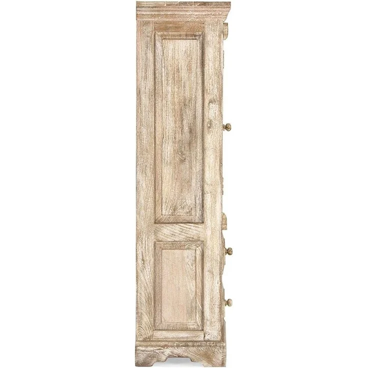 Hochkommode Mango Holz natur 48x130x33 cm Woodkings Patina Kommode Landhausstil Badkommode Flur Schlafzimmer Massivholz – Bild 10