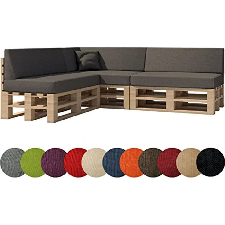 chilly pilley Palettenkissen Gartenkissen Palettenauflage Palettenpolster Indoor Outdoor Waschbar Abnehmbar Sitzkissen Rückenkissen (8er Set, Grau) – Bild 2