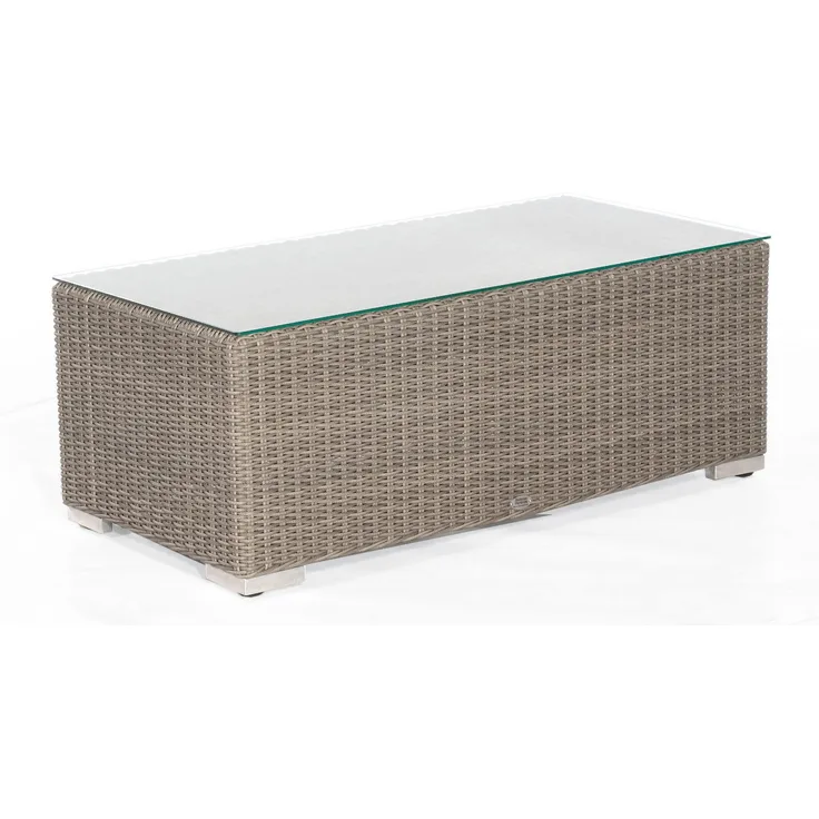 Sonnenpartner Lounge-Tisch Residence 120x60 cm Aluminium mit Polyrattan stone-grey mit Glas Loungeti