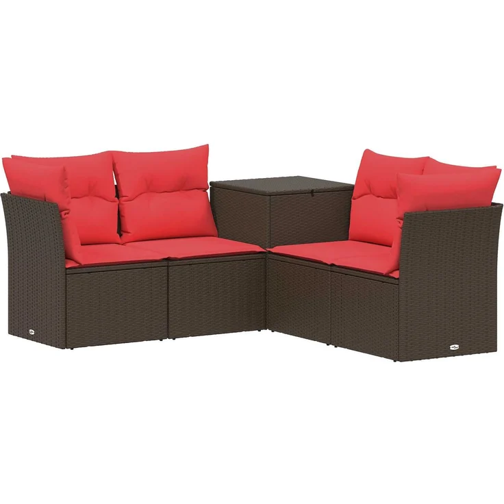 vidaXL Sofa Set 5 stk. Braun und Rot 179 x 179 x 85 cm 3447837 – Bild 2