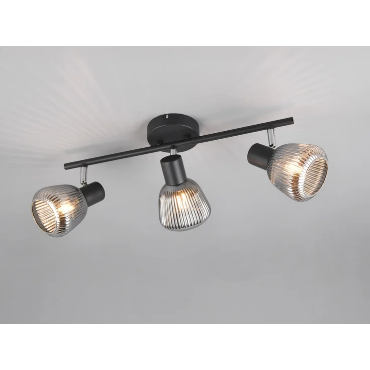 Deckenstrahler TARIFA 3-flammig mit Glasschirmen Chrom bedampft, Breite 47cm – Bild 1