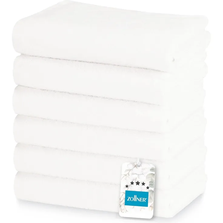 ZOLLNER 6er Set Handtücher, 100% Baumwolle, 50x70 cm, weiß