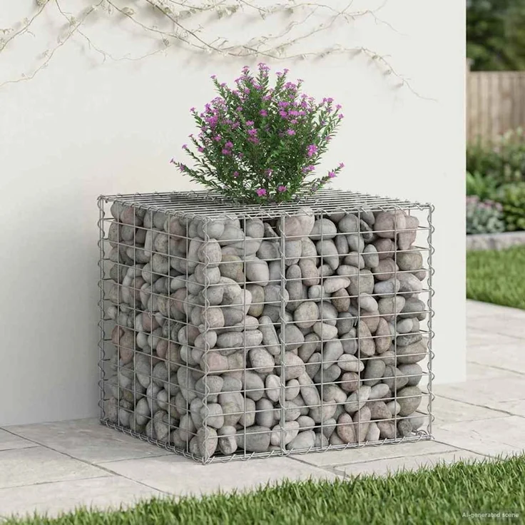 vidaXL Gabionen-Hochbeet 60 x 60 x 55 cm Verzinkter Stahl Silber 42033320 – Bild 5