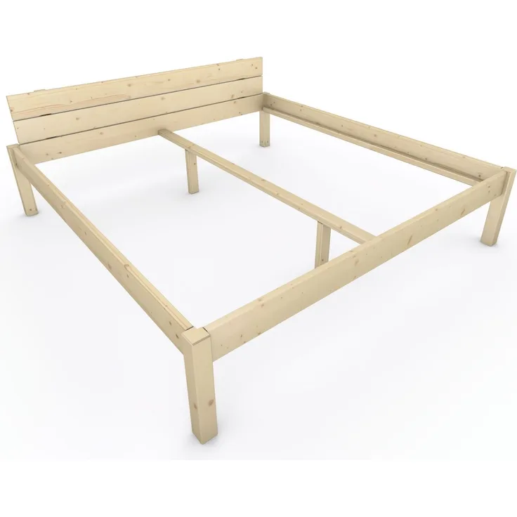 Pfostenbett "metallarm" Fichte Holzbett "Daybett" 200 x 210cm 48cm Doppelbett