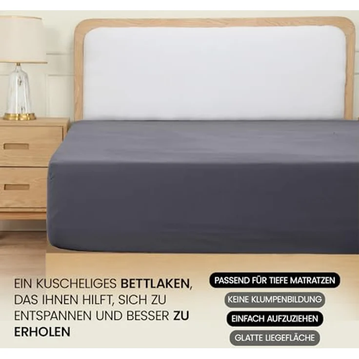 Utopia Bedding - Spannbettlaken 180x200 cm - Grau - Oeko-Tex Zertifiziertes Gebürstete Polyester-Mikrofaser Spannbetttuch - 35 cm Tiefe Tasche – Bild 7