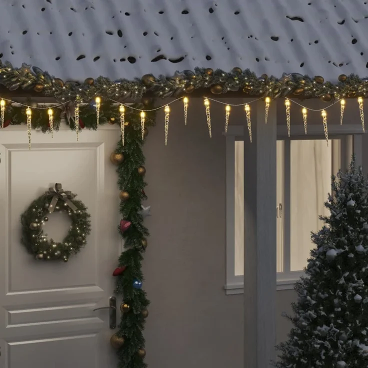 vidaXL Weihnachts-Eiszapfen-Licht 100 LEDs Warmweiß 10 m Acryl PVC 356227 – Bild 1