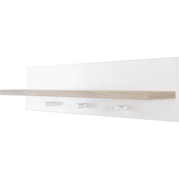 roba Universal Wandgarderobe 'Moritz' - mit Garderobenhaken & Ablage - Weiß / Luna Elm