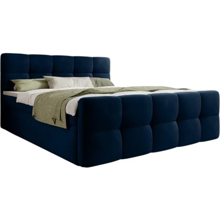 thematys Boxbett mit Bettkasten 200x200cm, mit Bonnellfederkernmatratze H3, Bouclé/Velours, mit Stauraum, mit 3 cm Topper, Blau (Velluto 11), Art.-Nr. S04GH0RGIUC – Bild 6