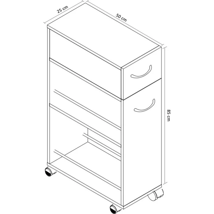 VCM Küchenmöbel Servierwagen Tusal 916896 Weiß H. 85 x B. 25 x T. 50 cm – Bild 3
