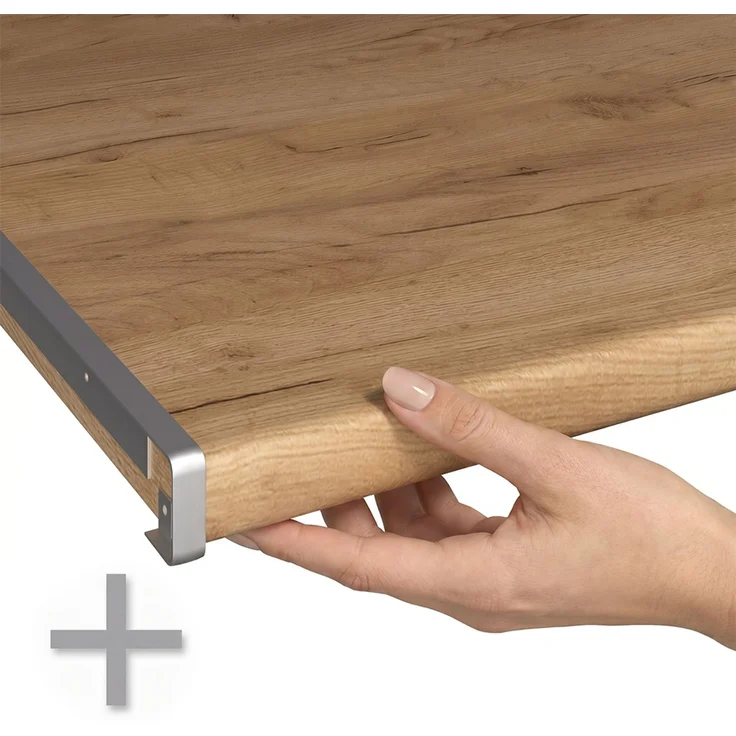 Küchenunterschrank R-Line Blau-Grau/Weiß 100 cm Arbeitsplatte Goldkraft Eiche Vicco – Bild 4