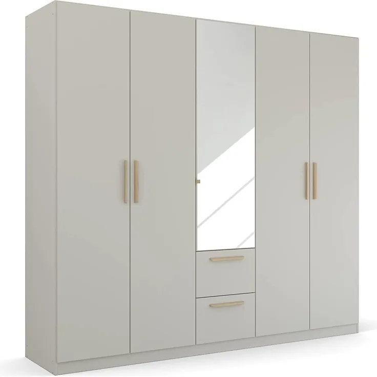 'Quadra Spin' 5-türiger Kleiderschrank mit Spiegel, grau, 226 cm
