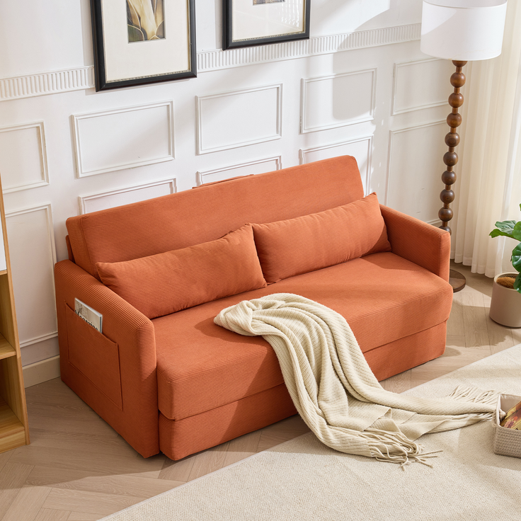 ZUBALIYA Schlafsofa 92x82 cm, mit Stauraum, mit Samtbezug, mit Cordbezug, mit breiten Armlehnen, mit Schaumstoffpolsterung – Bild 15