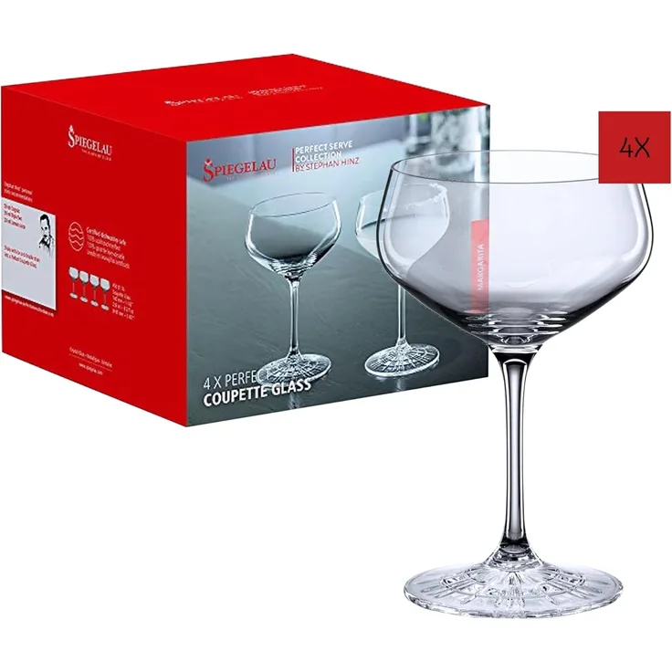 Spiegelau & Nachtmann 4-teiliges Cocktailschalen-Set, Champagnerschale-Coupette Glas, Kristallglas, 235 ml, Perfect Serve, 4500174