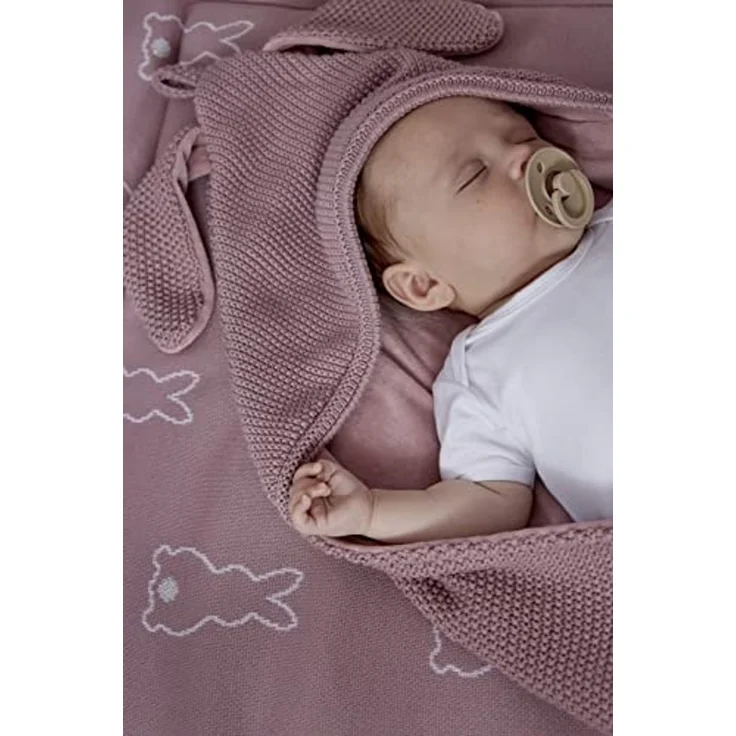 Meyco Baby X Mrs. Keizer Rabbit Laufgittereinlage (weiches und sicheres Material, doppelseitiges Design, Außenseite aus 100 % Baumwolle, Rückseite aus 100 % Velvet, Größe: 77 x 97 cm), Lila – Bild 6