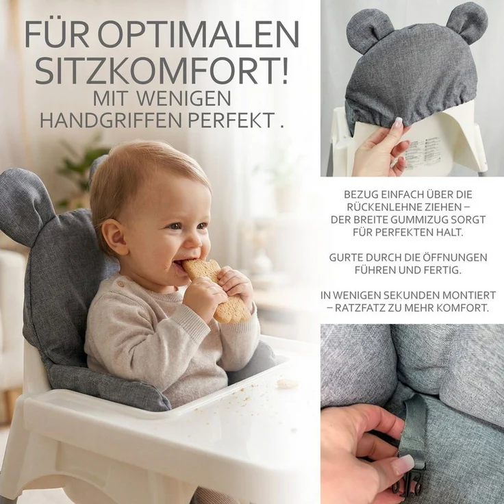 BambiniWelt by Rafael K. Hochstuhlauflage Sitzbezug Kissen Ersatzbezug kompatibel mit Ikea Hochstuhl Antilop M2, weich, waschbar, langlebig – Bild 3
