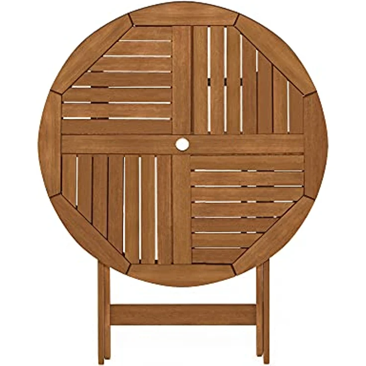 Furinno Tioman Outdoor Klapptisch mit Sonnenschirmloch, Natur, 88,9 x 88,9 x 71,88 cm – Bild 6