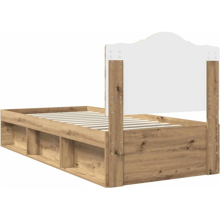 vidaXL Bettrahmen Kunsthandwerk Eiche 90 x 200 cm Massives Kiefernholz 3413361 – Bild 8