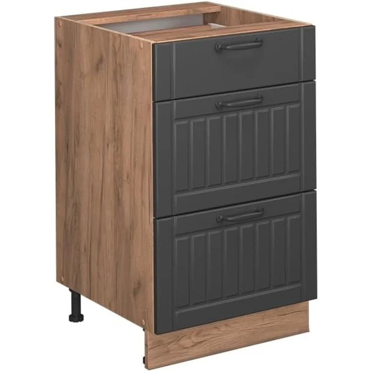 Küchenunterschrank Fame-Line Dunkelgrau 50 cm , AP Eiche Vicco – Bild 1