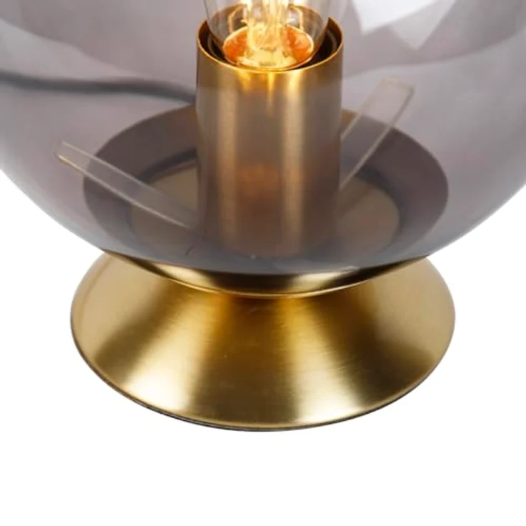 QAZQA Art Deco Tischlampe Pallon, Messing mit Rauchglas, dimmbar, LED E27, 20 cm Kugel für Wohnzimmer und Schlafzimmer – Bild 3