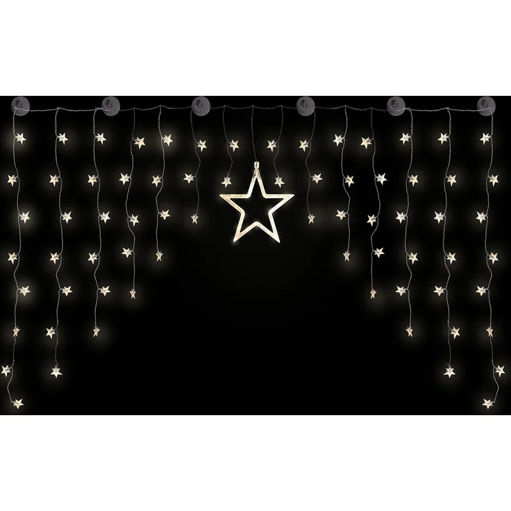 90er LED Stern Lichtervorhang Lichterkette Fensterlicht Weihnachten warmweiss