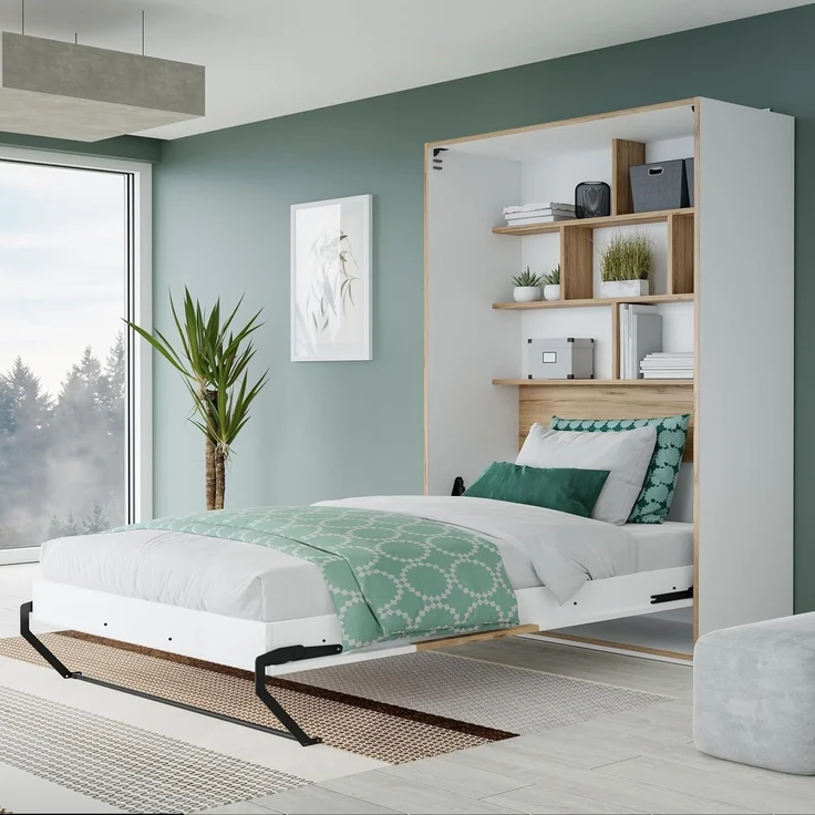 FORTE Schrankbett Jugendbett, Gästebett, 250 KG Belastbarkeit, platzsparend (H//T zusammengeklappt ca. 215/57,4 in drei Breiten) Made in Europe, inklusive Lattenrost, perfekte Lösung für kleine Räume