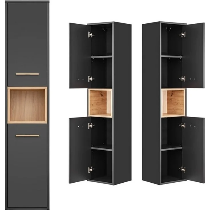Badezimmer Hochschrank BOLOGNA-56 in anthrazit mit Artisan Eiche Nb, B/H/T: ca. 36/170/33 cm – Bild 4