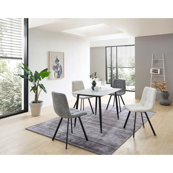Esstisch >Owen< in weiß, schwarz, Keramik, Metall - 120x77x80cm (BxHxT) – Bild 7