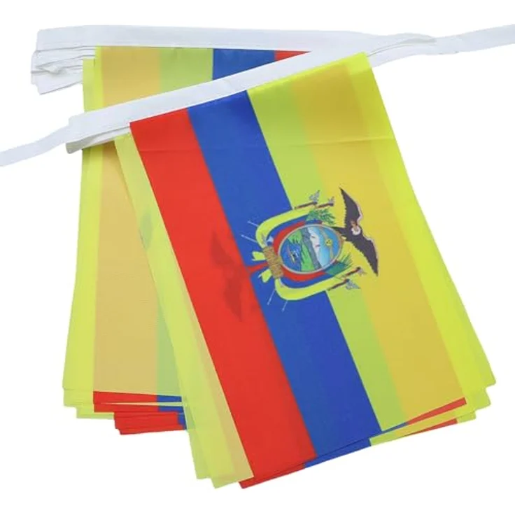 AZ FLAG - Fahnenkette Ecuador 6 Meter Mit 20 Flaggen - 21x14 cm - Ekuadorianische Girlande Flaggenkette 14 x 21 cm – Bild 1