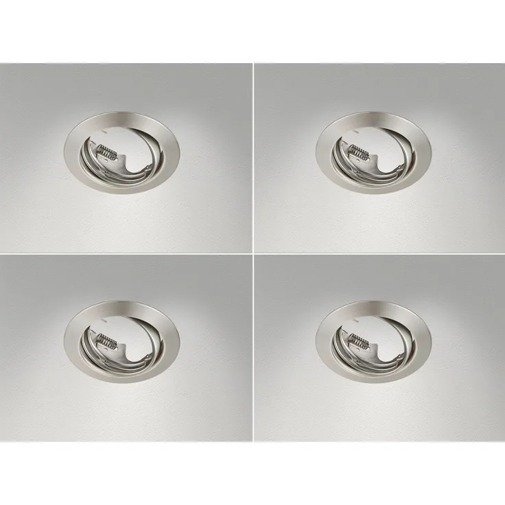 Runde Einbaustrahler Decke im 4er Set schwenkbar Silber matt GU10