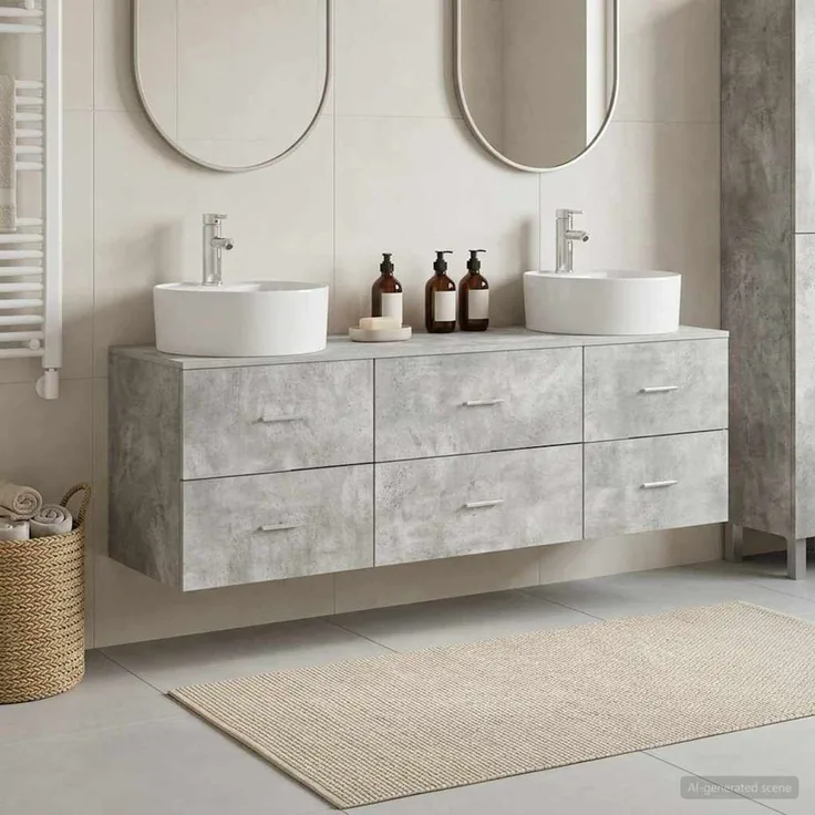 vidaXL Wandmontiertes Badezimmerschrank-Set 3 stk. Betongrau 3405870