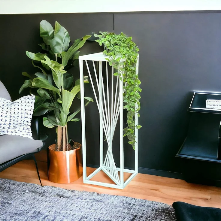 DanDiBo Blumenhocker, Metall Eckig, Weiß, 70 x 24 x 24 cm – Bild 2