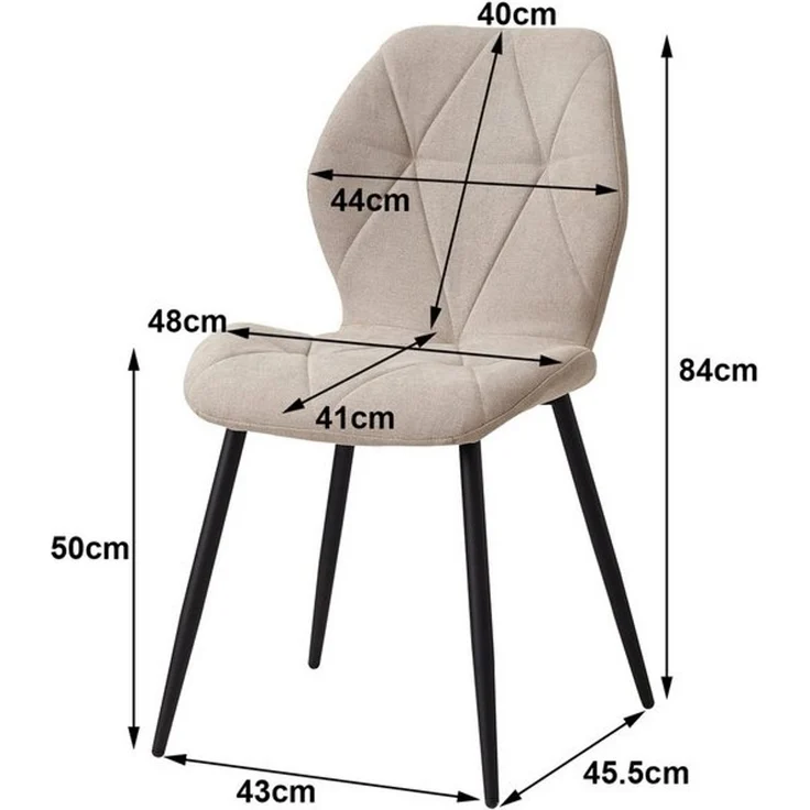 GrandCA HOME Esszimmerstuhl 4er-Set Esszimmerstühle, Küchenstuhl im skandinavischen Stil (4 St), 48 x 45.5 x 84 cm, Beige – Bild 4