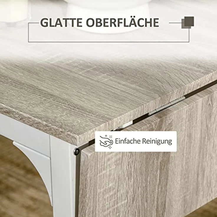HOMCOM Essgruppe, 3-teiliges Set mit Klapptisch und 2 Stühlen, Natur/Weiß, platzsparend, 70x75x110 cm – Bild 6