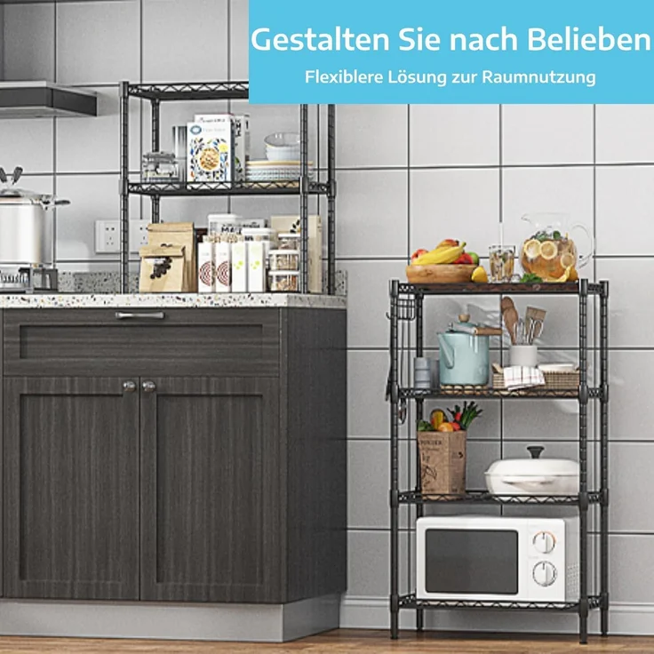 Himimi Regal,abstellraum Regal,Badezimmerregal Shelf,hoch schmal Standregale,Lagerregal 6 Ablage Küchenregal Metallregal, verstellbare Ablagen,Drahtkorb,54 x 29 x 160 cm,Schwarz – Bild 5