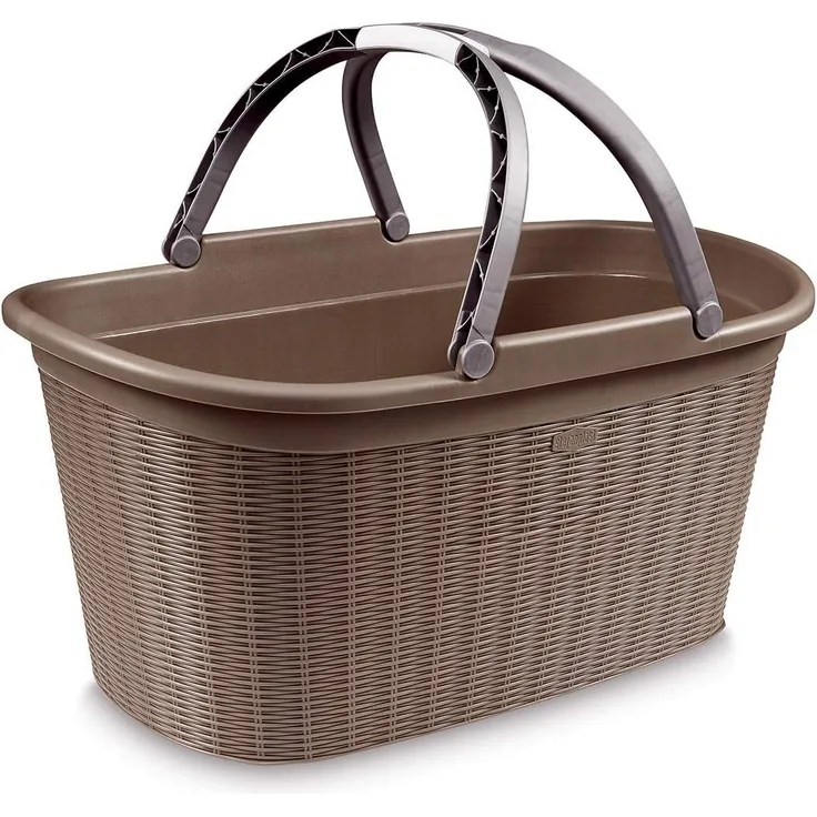 Stefanplast Elegance Wäschekorb, Kunststoff, Taupe, 38 x 58 x 28 cm