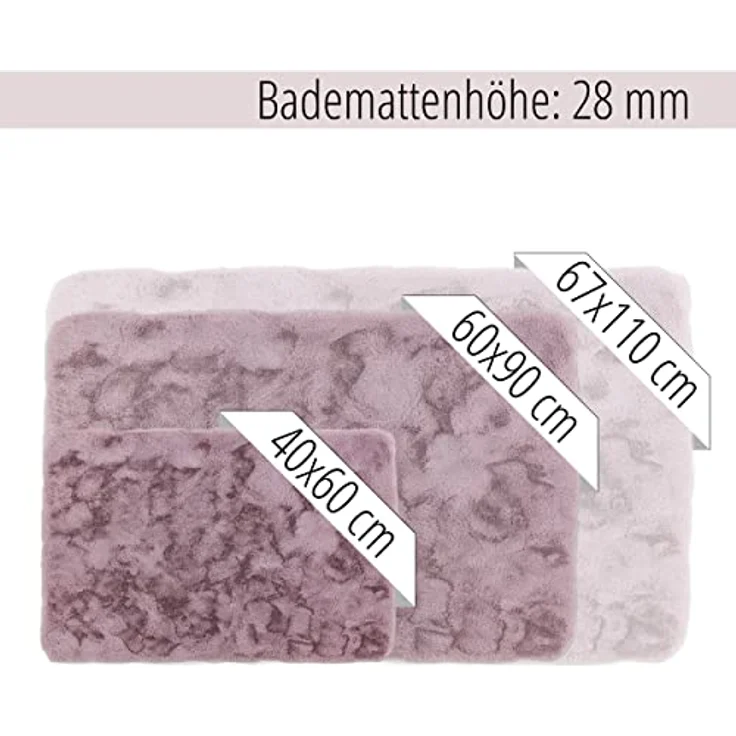 Schöner Wohnen Kollektion Badteppich 'Bali', rose, 67 x 110 cm, pflegeleicht, waschbar bei 30°C, für Fußbodenheizung geeignet, rutschhemmende Unterseite – Bild 6