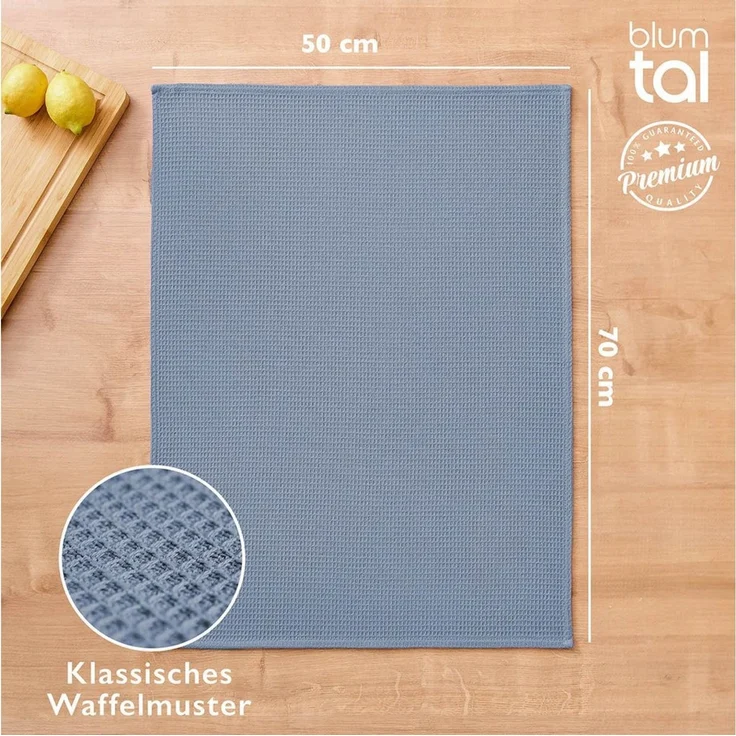 Blumtal Geschirrtuch Set 50x70 oder 30x30 cm, 100% Baumwolle, (4-tlg), Saugfähig, schnell trocknend, waschbar, 100% Baumwolle – Bild 3