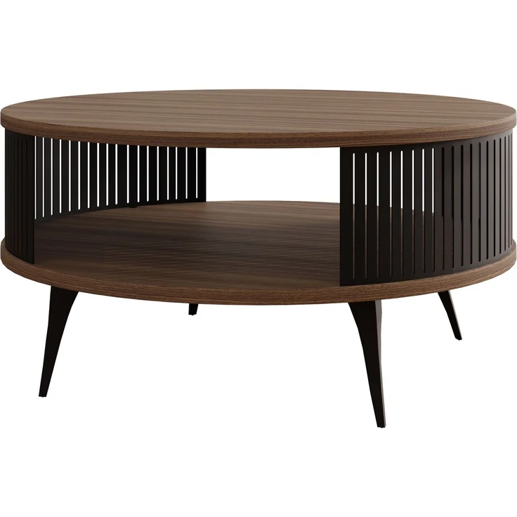 Couchtisch Rajkon, Beine und Seiten aus Stahl (Farbe: Schwarz / Nuss Franklin Tobacco) – Bild 3